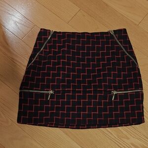 DO+BE Black and Red Zigzag Mini Skirt